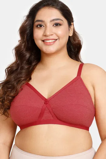 Buy Rosaline Everyday Double Layered Non-Wired Full Coverage Super Support  Bra - Equestrain Red at Rs.350 online