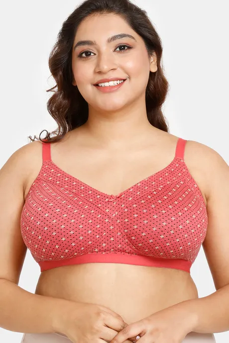 Buy Rosaline Everyday Double Layered Non Wired Full Coverage Super Support  Bra - Poppy Red at Rs.240 online