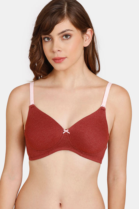 Buy Zivame Rosaline Padded Wired 3-4th Coverage T-shirt Bra - Syrah Red  online