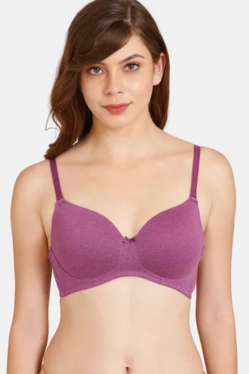 Buy Rosaline by Zivame Women's Polyester Cotton Non Padded  Underwire_Type.Value Classic 3/4Th Coverage T-Shirt Bra (RO1051_Pink_32B)  at