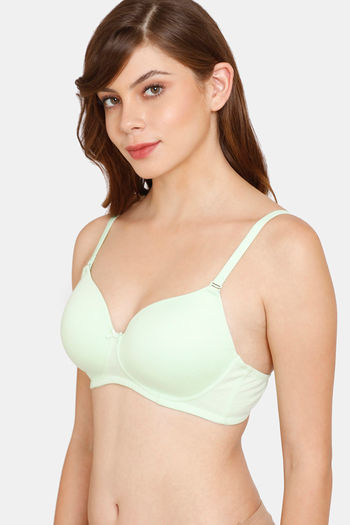 Buy Zivame Rosaline Padded Non-Wired 3/4th Coverage T-Shirt Bra Dark Ivy  Online