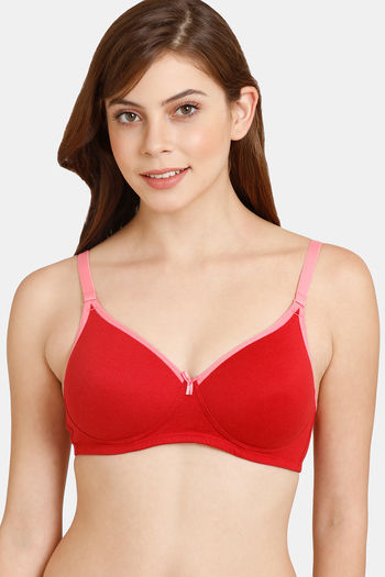 Buy PrettyCat Padded 3/4Th Coverage T-Shirt Bra - Red at Rs.400