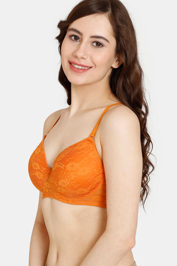 Buy Rosaline Padded Non-Wired 3/4th Coverage Lace Bra - Autumn Maple at  Rs.405 online