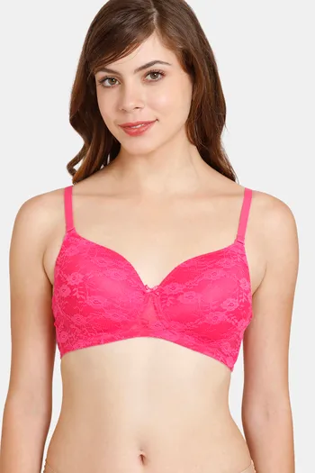 Buy Rosaline Padded Non-Wired 3/4th Coverage Lace Bra - Beetroot Purple