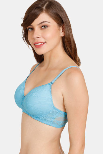 Buy Rosaline Padded Non Wired 3/4th Coverage Lace Bra - Crystal Sea at Rs.405  online
