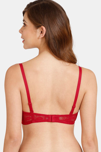 Buy Rosaline Padded Non-Wired 3/4th Coverage Lace Bra - Equestrain Red at  Rs.405 online