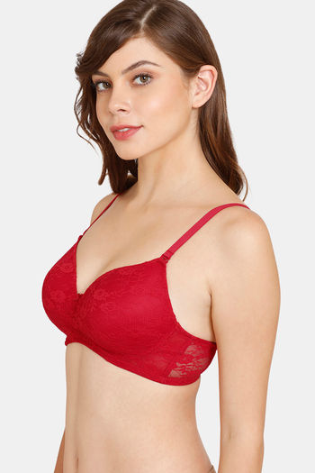 Buy Rosaline Padded Non-Wired 3/4th Coverage Lace Bra - Equestrain Red at Rs.405  online
