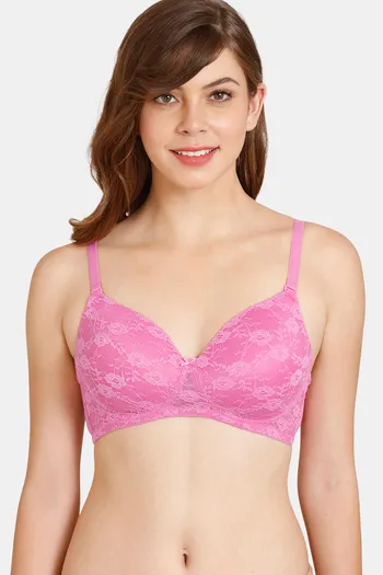 Buy Rosaline Padded Non Wired 3/4th Coverage Lace Bra - Fiji Flower