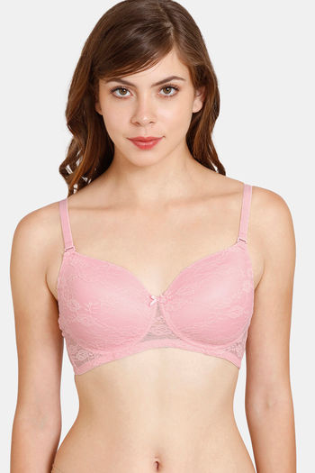 Buy Rosaline Padded Non-Wired 3/4th Coverage Lace Bra - Orchid Pink