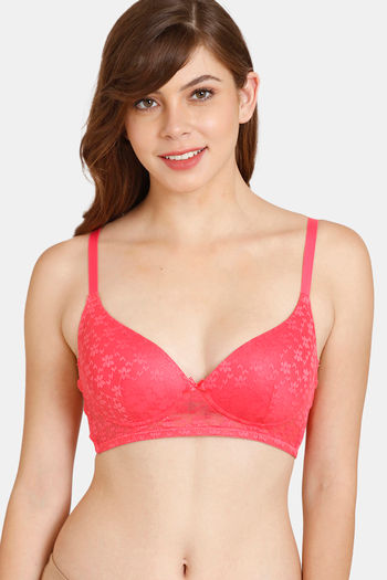 Buy Rosaline Padded Non-Wired Medium Coverage T-Shirt Bra - Rouge Red at Rs.400  online