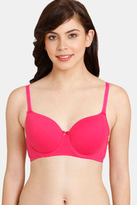 Buy Rosaline Everyday Double Layered Non Wired 3/4th Coverage T-Shirt Bra -  Beige Dainty at Rs.280 online