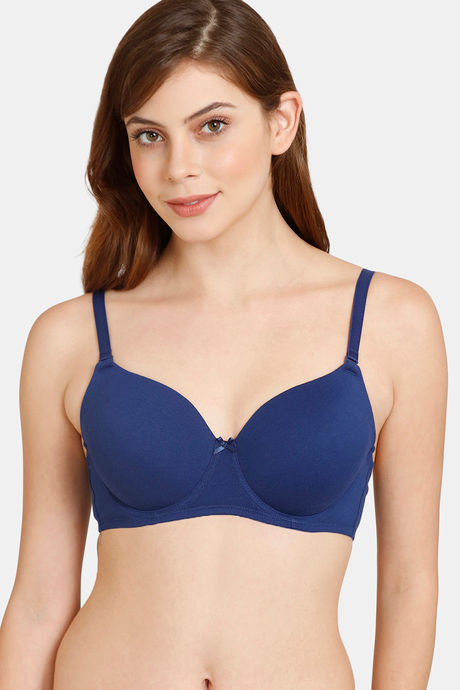 Rosaline Padded Wired 3/4th Coverage T-Shirt Bra - Blue Depth
