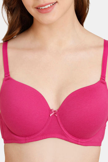 Buy Zivame Desert Rose Padded Wired 3/4Th Coverage Lace Bra With Bikini  Panty - Festival Fuchsia at Rs.986 online