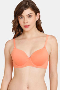 Zivame Jacquard Scrolls Padded Non Wired 3/4th Coverage T-Shirt Bra -  Rhododendron