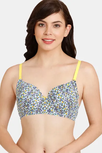 Buy Zivame Mio Amore Padded Wired Medium Coverage Beach Top - Green Print  at Rs.599 online