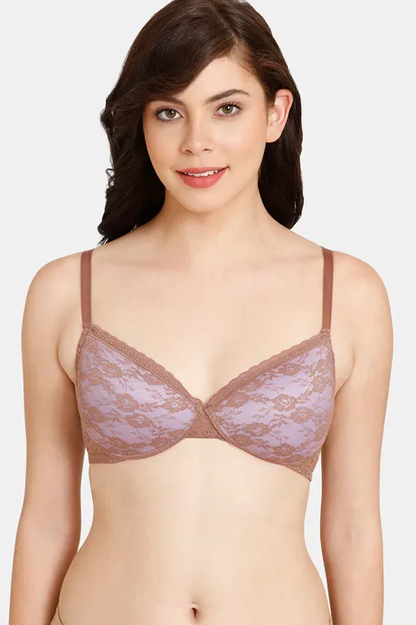 Buy Rosaline Padded Non Wired Medium Coverage Lace Bra - Nutmeg at Rs.400  online