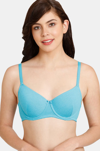 Buy Zivame Everyday Padded Non-Wired 3-4th Coverage Lace Bra - Sharp Green  Online