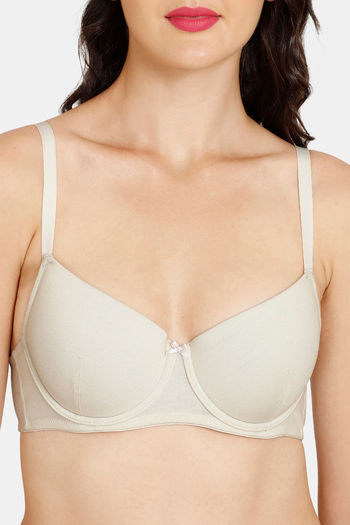 Buy Rosaline by Zivame Women's Polyester Cotton Padded Non-Wired Casual  T-Shirt Bra (RO1138FASHAPINK0036B_Purple at