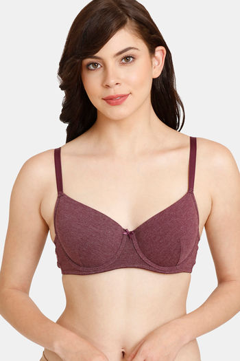 Buy Zivame Rosaline Padded Non Wired 3-4th Coverage Lace Bra - Fiery Red  online