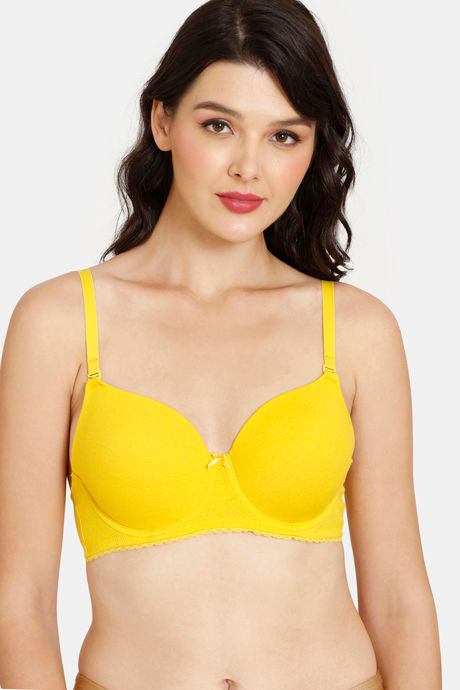 Buy Rosaline Everyday Double Layered Non Wired 3/4th Coverage T-Shirt Bra -  Yellow Butterfly Print at Rs.292 online