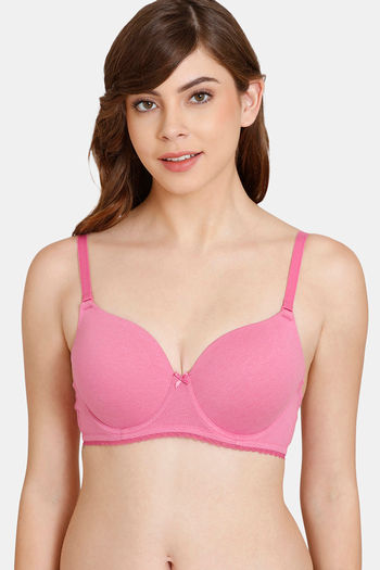 Buy Zivame Rosaline Double Layered Non Wired 3-4th Coverage T-Shirt Bra -  Fiji Flower online