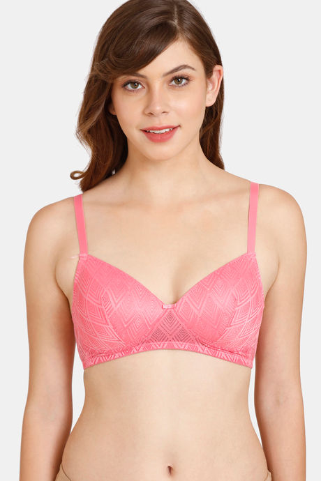 Rosaline Rerooted Simplicity Everyday Double Layered Non Wired 3/4th  Coverage Lace Bra - Bottle Green