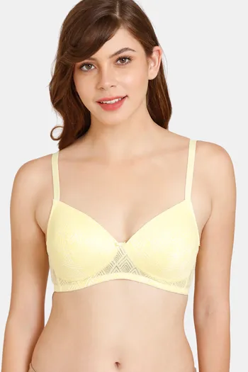 Buy Rosaline Padded Non Wired 3/4th Coverage Lace Bra - Yelllow Iris