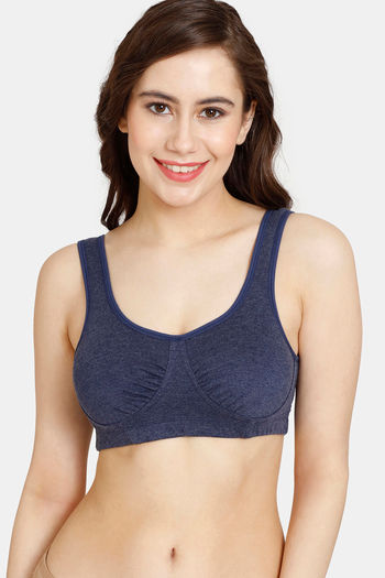Buy Rosaline Everyday Double Layered Non Wired 3/4th Coverage Bralette - Blue Depth