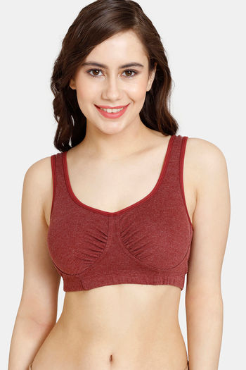 Buy Rosaline Everyday Double Layered Non Wired 3/4th Coverage Bralette - Syrah