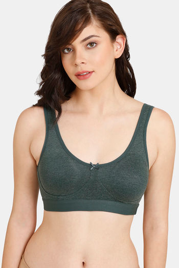Buy Rosaline Everyday Double Layered Non-Wired 3/4th Coverage Bralette - Pine Grove