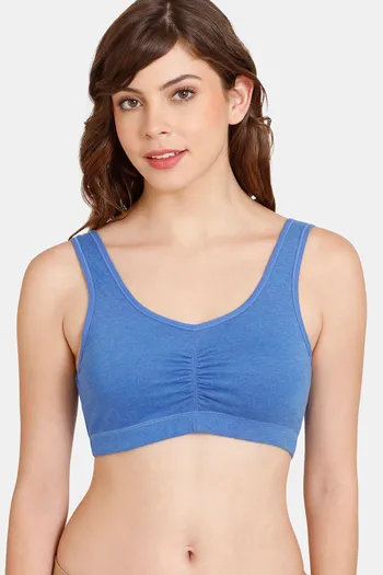 Buy Rosaline Everyday Double Layered Non Wired 3/4th Coverage Bralette - Beaucoup Blue