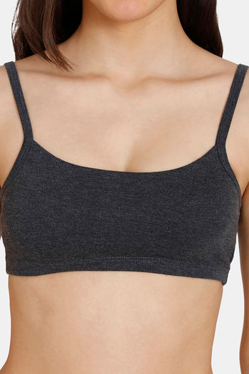 Buy Rosaline Girls Double Layered Non Wired 3/4th Coverage Bralette With  Elastic Strap - Anthracite at Rs.190 online