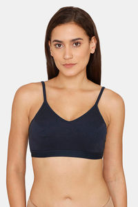 Buy Rosaline Everyday Double Layered Non Wired 3/4th Coverage Bralette Bra - Navy Blue