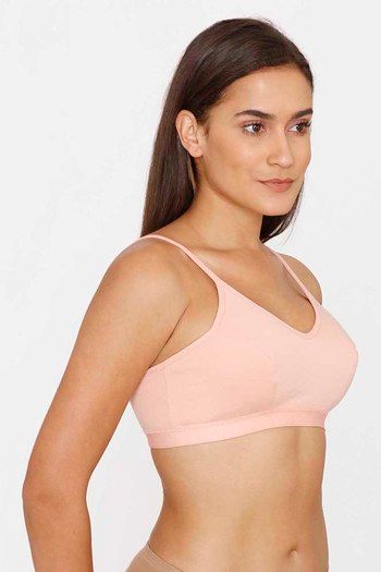 Buy Rosaline Everyday Double Layered Non Wired 3/4th Coverage Bralette -  Salmon Pt at Rs.220 online