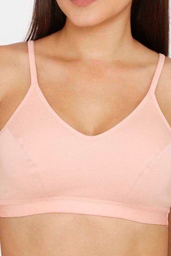 Buy Rosaline Everyday Double Layered Non Wired 3/4th Coverage Bralette -  Salmon Pt at Rs.220 online