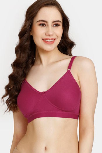 Buy Rosaline Everyday Double Layered Non Wired 3/4th Coverage T-Shirt Bra - Fuchsia Pink