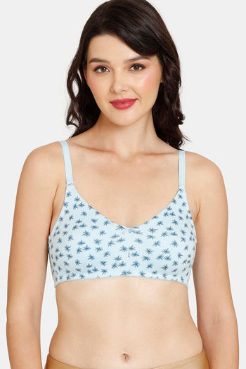 Buy Rosaline Everyday Double Layered Non Wired 3/4th Coverage T-Shirt Bra - Cool Blue Pt