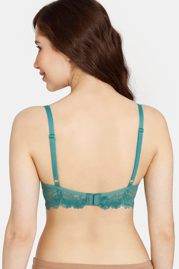 Buy Rosaline Everyday Double Layered Non Wired Medium Coverage T-Shirt Bra  With Transparent Straps - Baltic at Rs.210 online