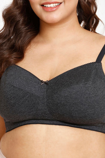 Buy Rosaline Rerooted Simplicity Everyday Double Layered Non Wired Full Coverage  Super Support Bra - Anthracite at Rs.699 online