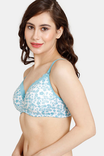 Buy Zivame Padded Non Wired 3/4th Coverage T-Shirt Bra - Winterberry Print  online