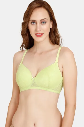 Buy Rosaline Rerooted Simplicity Padded Non Wired 3/4th Coverage Lace Bra - Daiquiri Green