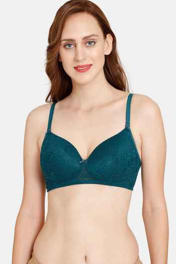 Buy Rosaline Padded Non Wired 3/4th Coverage Lace Bra - Deep Teal