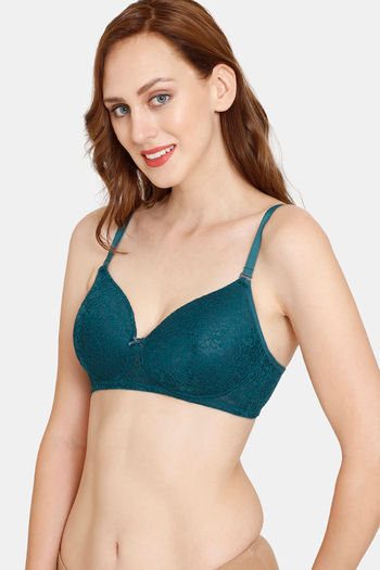 Buy Rosaline Women's Cotton Polyester Wire Free Classic Non-Padded Bra  (LCB09_Blue_32B) at