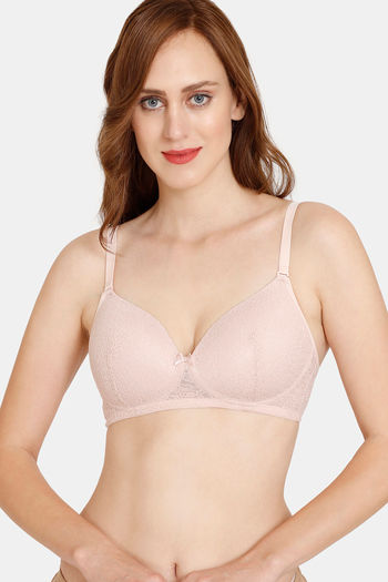 Buy Rosaline Rerooted Simplicity Padded Non Wired 3/4th Coverage Lace Bra - Peach Whip