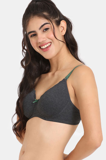 Buy Rosaline Rerooted Simplicity Padded Non Wired 3/4th Coverage T-Shirt Bra  - Black Beauty at Rs.302 online