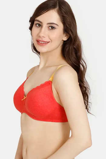 Buy Rosaline Rerooted Simplicity Padded Non Wired 3/4th Coverage T-Shirt Bra  (Pack of 2 ) - Red Green at Rs.799 online