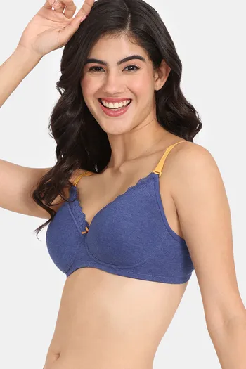 Buy Rosaline Rerooted Simplicity Padded Non Wired 3/4th Coverage T-Shirt Bra  - Sodalite Blue at Rs.384 online