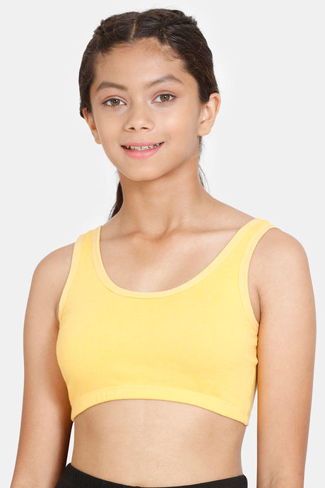 Buy Rosaline Girls Double Layered Non Wired 3/4th Coverage Beginner Bra -  Amber Yellow at Rs.180 online