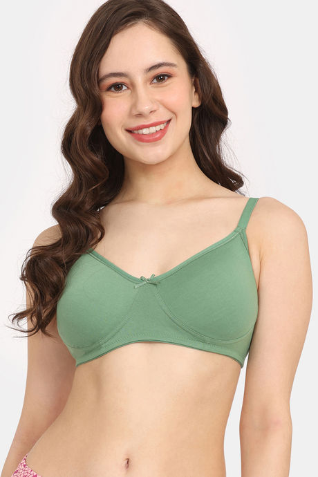 Buy Rosaline Cyber Grove Everyday Double Layered Non Wired 3/4th Coverage  T-Shirt Bra - Mineral Green at Rs.202 online