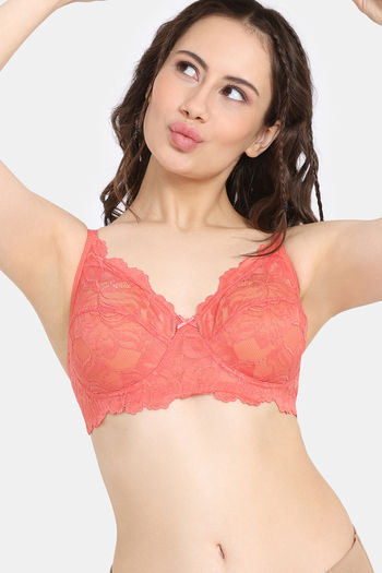 Buy Rosaline Cyber Grove Everyday Double Layered Non Wired 3/4Th Coverage Lace Bra - Emberglow